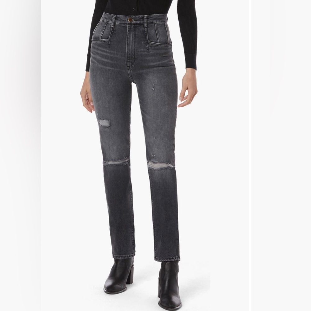 Favorite Daughter The Jordie High Waist Distressed Straight Leg Jean.